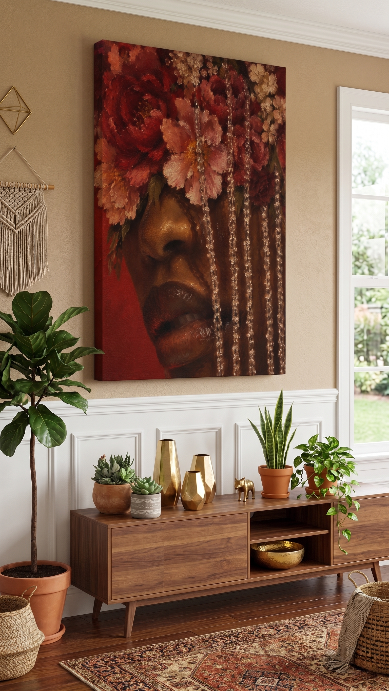 Flowers And Diamonds - Canvas